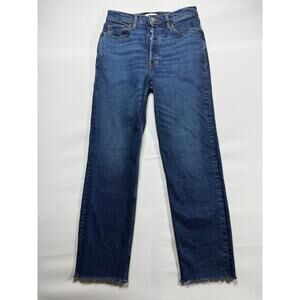 Re/Done Women's 70s Stove Pipe Button Fly Blue Denim Jeans - Size 26 (27x27)
